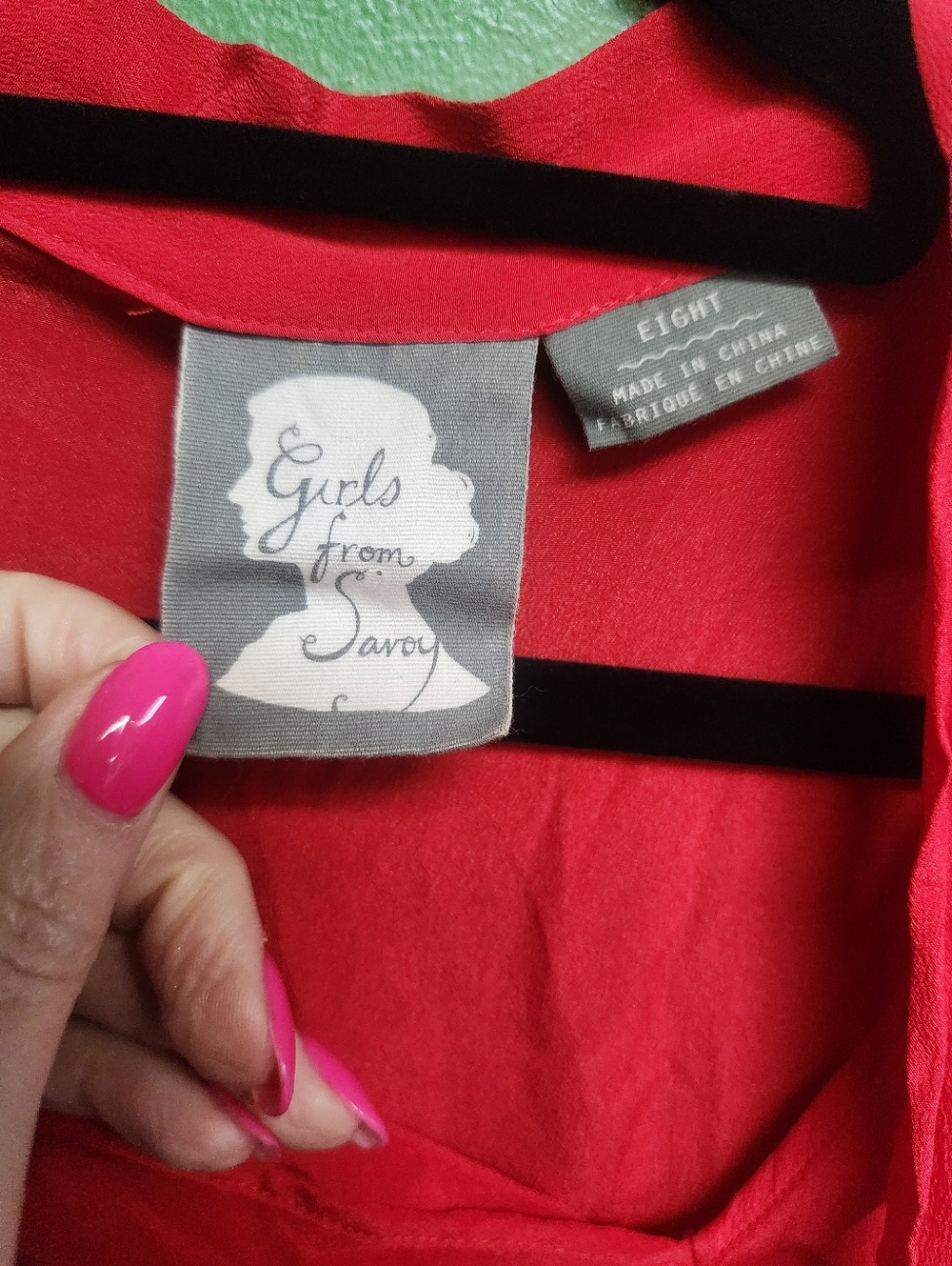 Girls from Savoy 100% Silk Ruffle Dress Coral Red Tie Neck Size 8 - Picture 3 of 6